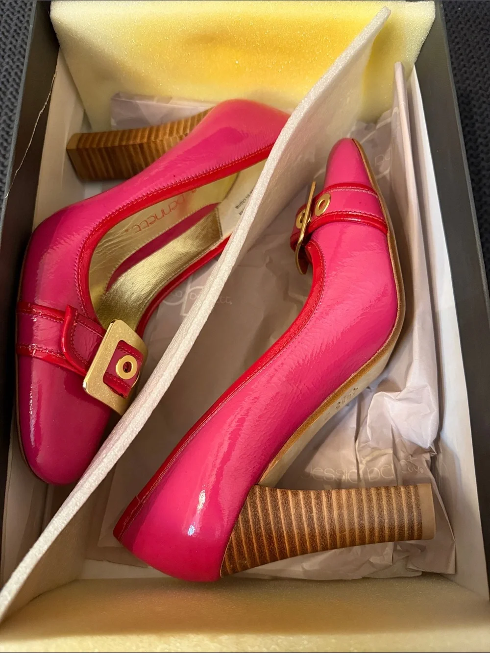 Jessica Bennett Pink Patent Buckle Pumps